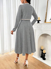 2pcs/Set Women Solid Color Patchwork Long Sleeve Jacket And Dress Set, Minimalist